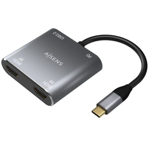 art_ais-adp20a109-0625_1-2 Conversor USB Tipo-C Aisens A109-0625/ 2x HDMI 4K SST MST Hembra - USB Tipo-C Macho - USB Hembra - USB Tipo-C Hembra