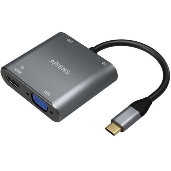 art_ais-adp20a109-0626_1-1 Conversor Aisens A109-0626/ HDMI Hembra - VGA Hembra - USB Tipo-C Macho - USB Hembra - USB Tipo-C Hembra/ 15cm/ Gris