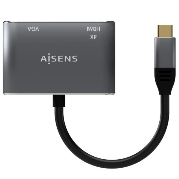 art_ais-adp20a109-0627_2 Conversor Aisens A109-0627/ HDMI Hembra - VGA Hembra - USB Tipo-C Macho/ 15cm/ Gris