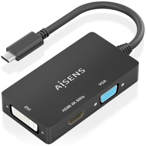 art_ais-adp20a109-0954_1 Conversor HDMI Aisens A109-0954/ USB Tipo-C Macho - DVI/HDMI/VGA Hembra/ 15cm/ Negro