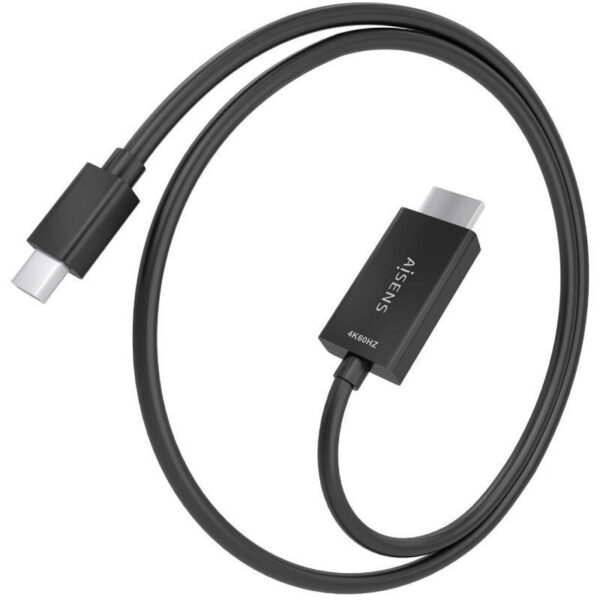 Cable Conversor Aisens A125-0886/ Mini DisplayPort Macho - HDMI 4K Macho/ 1m/ Negro