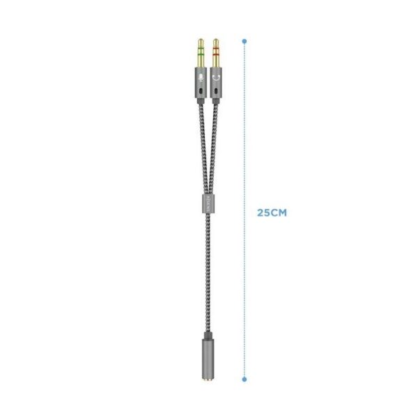 art_ais-adp20jack20a128-0417_2 Cable Estéreo Aisens A128-0417/ Jack 3.5 Hembra - 2x Jack 3.5 Macho/ 25cm/ Gris