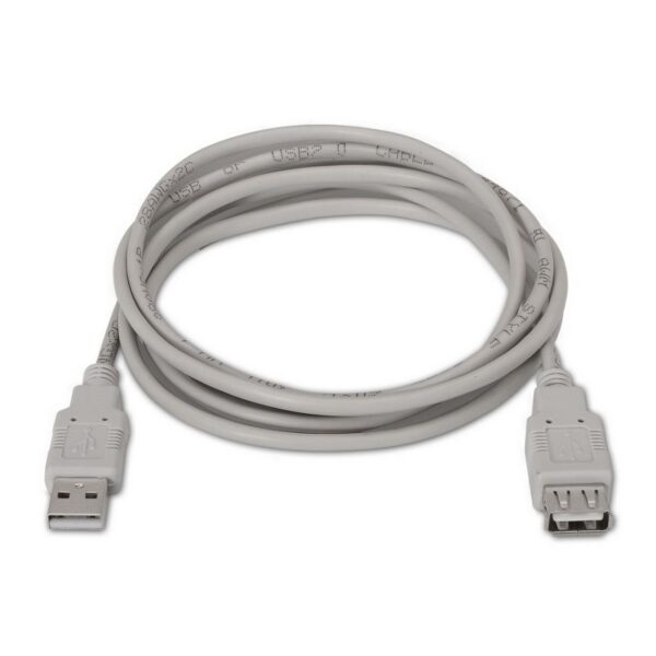 art_ais-cab20a101-0012_2 Cable Alargador USB 2.0 Aisens A101-0012/ USB Macho - USB Hembra/ Hasta 2.5W/ 60Mbps/ 1m/ Beige
