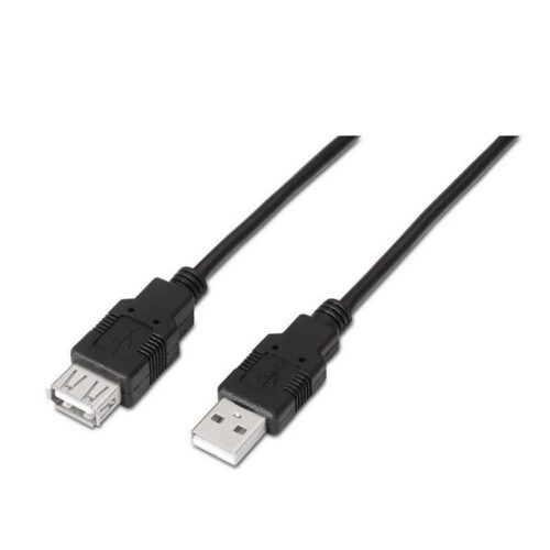 art_ais-cab20a101-0015_1-2 Cable Alargador USB 2.0 Aisens A101-0015/ USB Macho - USB Hembra/ Hasta 2.5W/ 60Mbps/ 1m/ Negro