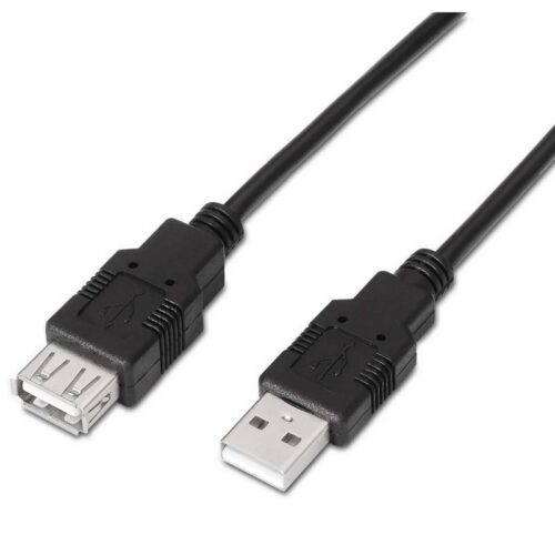 art_ais-cab20a101-0016_1-2 Cable Alargador USB 2.0 Aisens A101-0016/ USB Macho - USB Hembra/ Hasta 2.5W/ 60Mbps/ 1.8m/ Negro