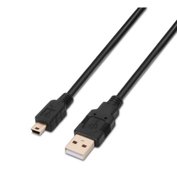 art_ais-cab20a101-0024_1-1 Cable USB 2.0 Aisens A101-0024/ USB Macho - MiniUSB Macho/ Hasta 2.5W/ 60Mbps/ 1m/ Negro