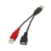 art_ais-cab20a101-0030_2 Cable USB 2.0 + Alimentación Aisens A101-0030/ USB Hembra + USB Macho - USB Macho/ Hasta 2.5W/ 60Mbps/ 15cm/ Negro/ Rojo