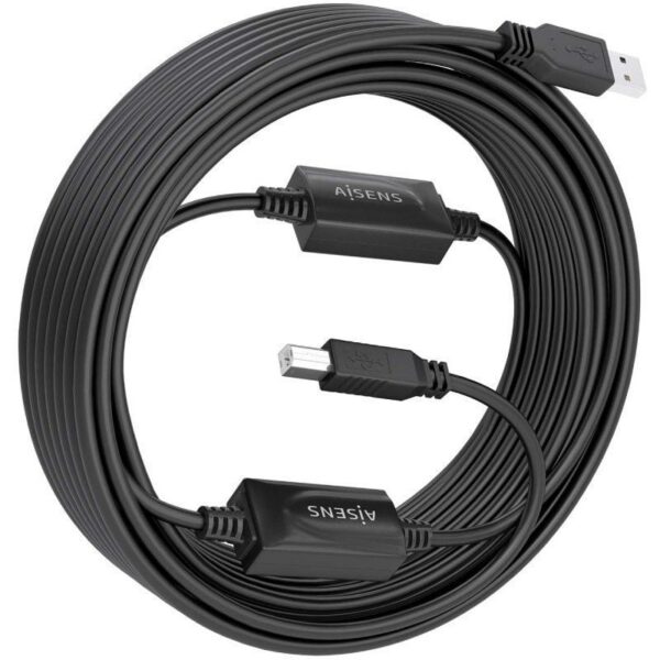 art_ais-cab20a101-0906_2 Cable Alargador USB 2.0 Aisens A101-0906/ USB Macho - USB Tipo-B/ 15m/ Negro