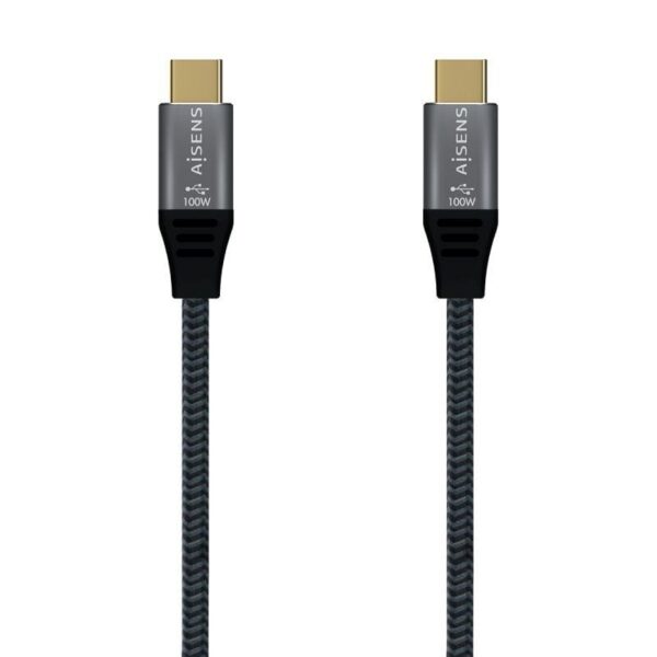 art_ais-cab20a107-0634_1-1 Cable USB 3.2 Tipo-C Aisens A107-0634 20GBPS 5A 100W/ USB Tipo-C Macho - USB Tipo-C Macho/ Hasta 100W/ 2500Mbps/ 2m/ Gris