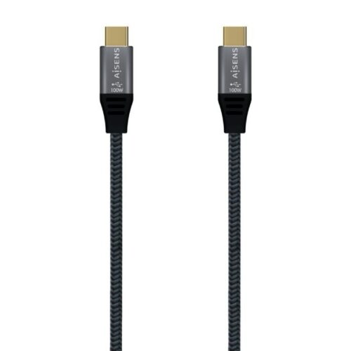 Cable USB 3.2 Tipo-C Aisens A107-0671 20GBPS 100W/ USB Tipo-C Macho - USB Tipo-C Macho/ Hasta 100W/ 2500Mbps/ 1m/ Gris