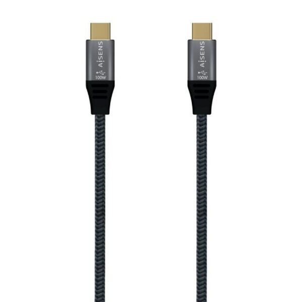 art_ais-cab20a107-0672_1-2 Cable USB 3.2 Tipo-C Aisens A107-0672 20GBPS 100W/ USB Tipo-C Macho - USB Tipo-C Macho/ Hasta 100W/ 2500Mbps/ 1.5m/ Gris
