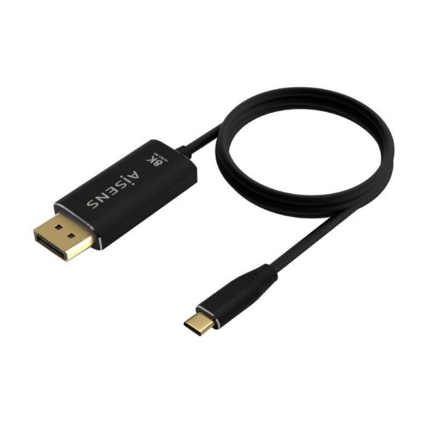 art_ais-cab20a109-0687_2 Cable Conversor DisplayPort 8K 60HZ Aisens A109-0687/ USB Tipo-C Macho - Displayport Macho/ Hasta 27W/ 1250Mbps/ 1.8m/ Negro