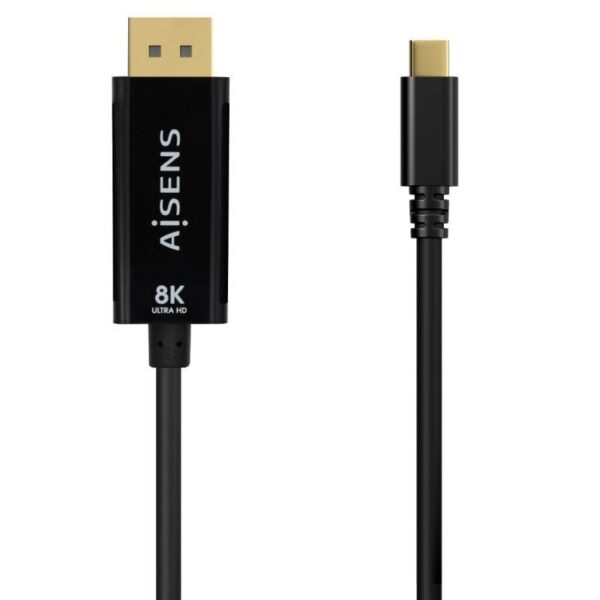 art_ais-cab20a109-0689_1-2 Cable Conversor Aisens A109-0689/ USB Tipo-C Macho - DisplayPort Macho/ Hasta 27W/ 1250Mbps/ 1.8m/ Negro