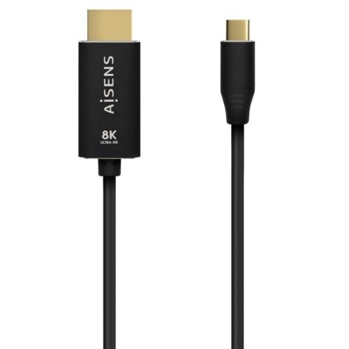 art_ais-cab20a109-0711_1-2 Cable Conversor Aisens A109-0711/ USB Tipo-C Macho - HDMI 8K Macho/ Hasta 27W/ 6000Mbps/ 1m/ Negro