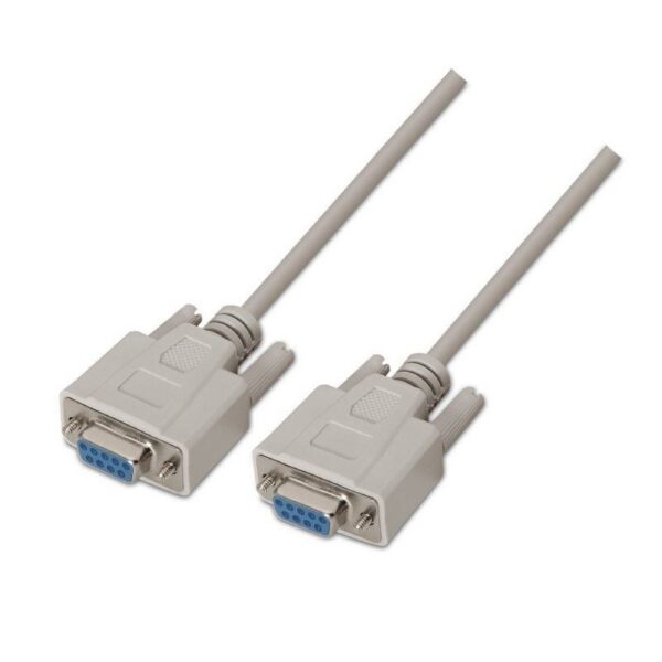 art_ais-cab20a112-0067_1-2 Cable Serie NULL Modem Aisens A112-0067/ DB9 Hembra - DB9 Hembra/ Hasta 0.15W/ 1.6Mbps/ 1.8m/ Beige