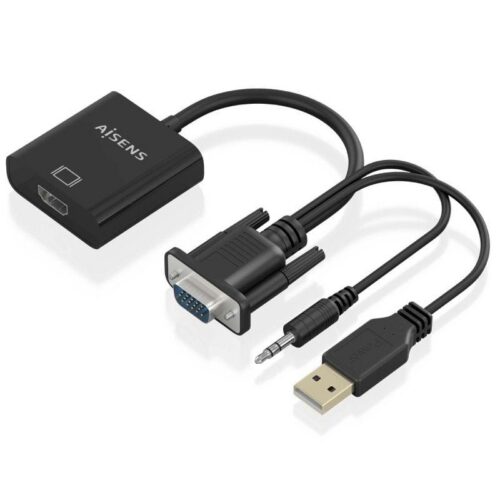 art_ais-cab20a115-0872_1-2 Cable Conversor Aisens A115-0872 SVGA Macho - USB Macho/ Jack Macho - HDMI Hembra/ 20cm/ Negro