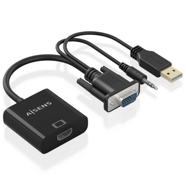art_ais-cab20a115-0872_2 Cable Conversor Aisens A115-0872 SVGA Macho - USB Macho/ Jack Macho - HDMI Hembra/ 20cm/ Negro