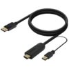 art_ais-cab20a122-0641_2 Cable Conversor Aisens A122-0641/ HDMI Macho - DisplayPort Macho + USB Macho/ Hasta 10W/ 2250Mbps/ 10cm + 1.8m/ Negro