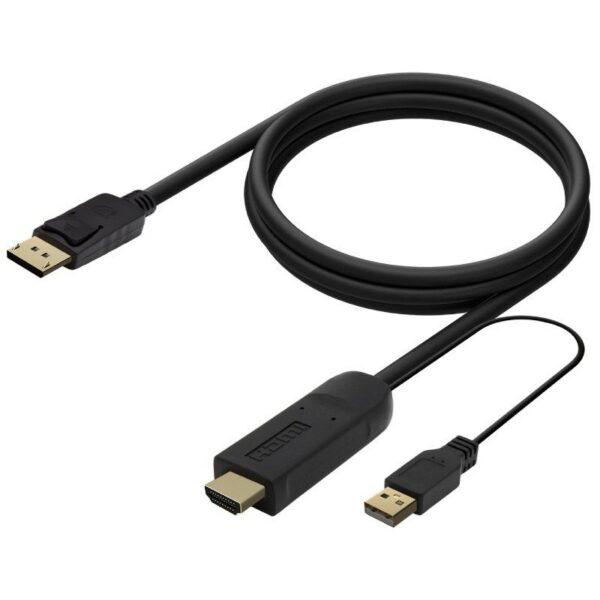 art_ais-cab20a122-0641_2 Cable Conversor Aisens A122-0641/ HDMI Macho - DisplayPort Macho + USB Macho/ Hasta 10W/ 2250Mbps/ 10cm + 1.8m/ Negro