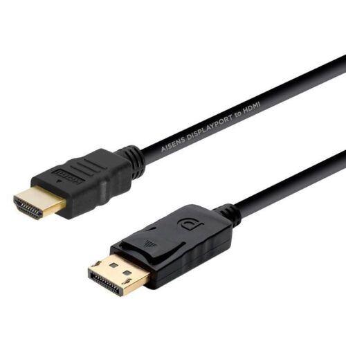 art_ais-cab20a125-0364_1-2 Cable Conversor Aisens A125-0364/ DisplayPort Macho - HDMI Macho/ Hasta 5W/ 2300Mbps/ 2m/ Negro