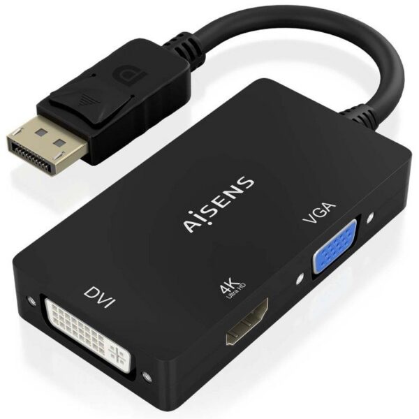 art_ais-cab20a125-0861_2 Cable Conversor Aisens A125-0861/ DisplayPort Macho/ VGA Hembra - DVI Hembra - HDMI 4K Hembra/ 15cm/ Negro