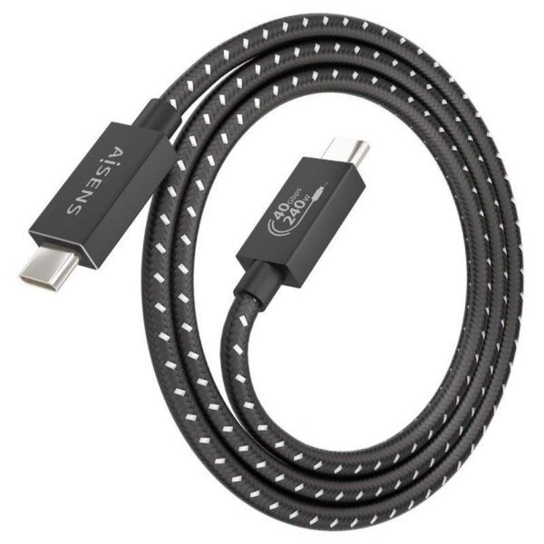 art_ais-cab20a156-0867_2 Cable USB 4.0 Tipo-C Aisens A156-0867/ USB Tipo-C Macho - USB Tipo-C Macho/ Hasta 240W/ 1m/ Gris