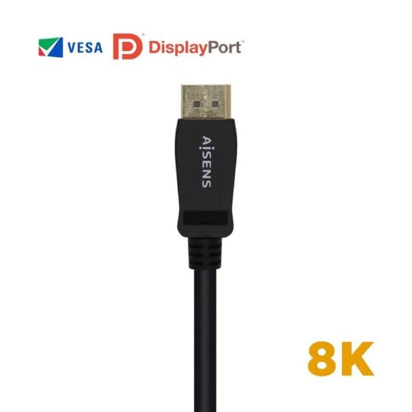 art_ais-cab20dp20a149-0432_2 Cable DisplayPort 1.4 8K Aisens A149-0432/ DisplayPort Macho - DisplayPort Macho/ 2m/ Certificado/ Negro