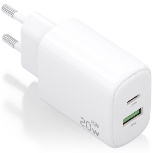 art_ais-carga20a110-0909_1-2 Cargador de Pared GaN Aisens A110-0909/ 1xUSB Tipo-C/ 1xUSB/ 20W/ Blanco