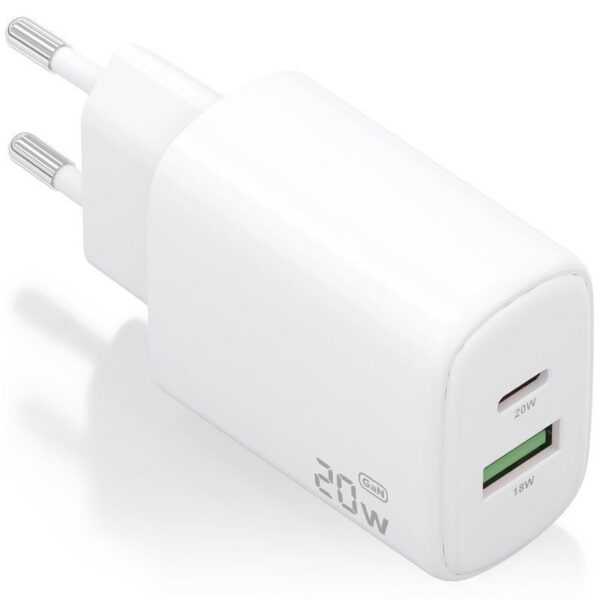 art_ais-carga20a110-0909_1-2 Cargador de Pared GaN Aisens A110-0909/ 1xUSB Tipo-C/ 1xUSB/ 20W/ Blanco