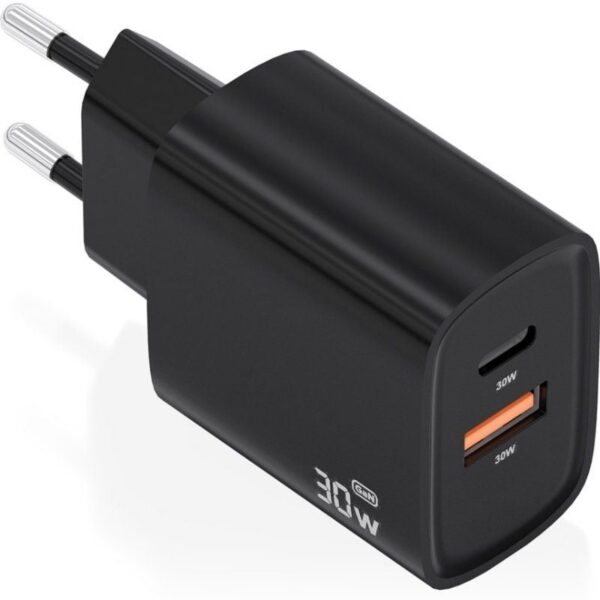 art_ais-carga20a110-0953_1 Cargador de Pared GaN Aisens A110-0953/ 1xUSB Tipo-C/ 1xUSB/ 30W/ Negro