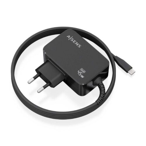 art_ais-carga20asch-1pd45wl032-bk_1-2 Cargador de Pared GaN Aisens ASCH-1PD45WL032-BK/ 1xUSB Tipo-C + Cable 1.8m/ 45W