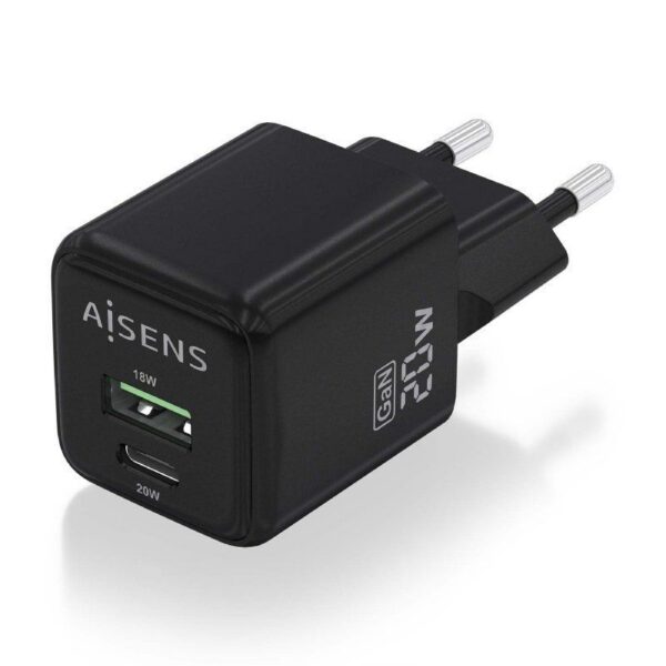 art_ais-carga20asch-20w2p011-bk_2 Cargador de Pared GaN Aisens ASCH-20W2P011-BK/ 1xUSB Tipo-C/ 1xUSB/ 20W