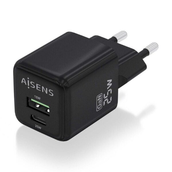 art_ais-carga20asch-25w2p015-bk_2 Cargador de Pared GaN Aisens ASCH-25W2P015-BK/ 1xUSB Tipo-C/ 1xUSB/ 25W