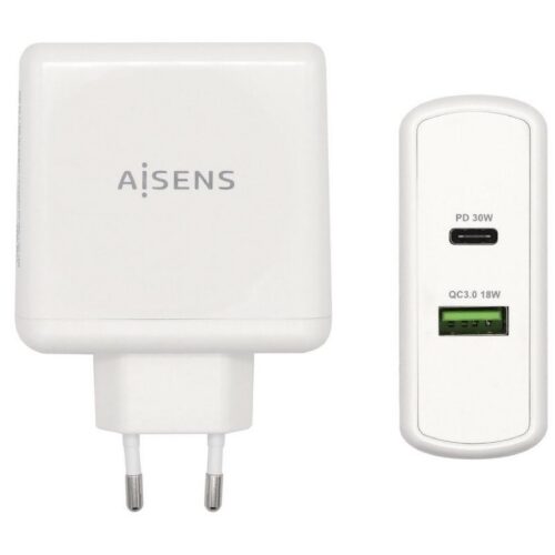 art_ais-carga20asch-2pd30qc-w_1-2 Cargador de Pared Aisens ASCH-2PD30QC-W/ 1xUSB Tipo-C/ 1x USB/ 48W