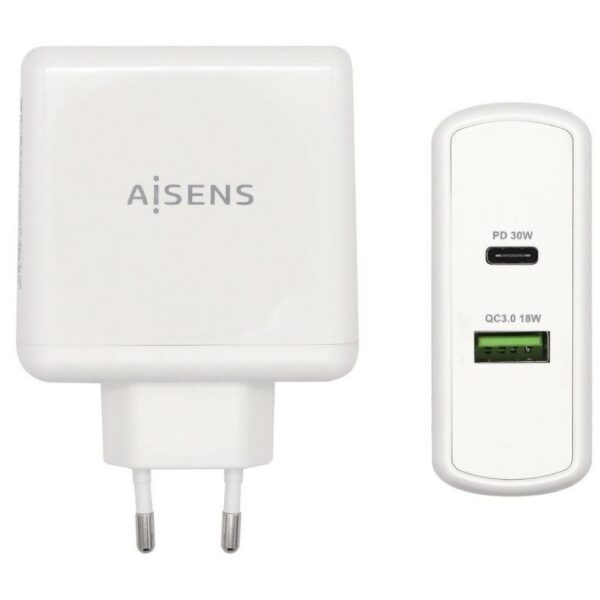 art_ais-carga20asch-2pd30qc-w_1-2 Cargador de Pared Aisens ASCH-2PD30QC-W/ 1xUSB Tipo-C/ 1x USB/ 48W