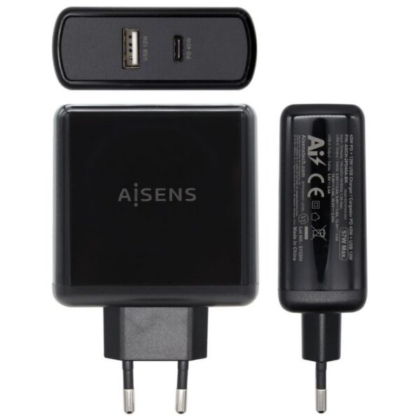 art_ais-carga20asch-2pd45a-bk_2 Cargador de Pared Aisens ASCH-2PD45A-BK/ 1xUSB Tipo-C/ 1x USB/ 57W