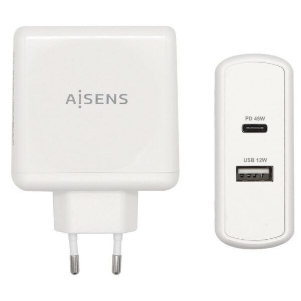 art_ais-carga20asch-2pd45a-w_1-2 Cargador de Pared Aisens ASCH-2PD45A-W/ 1xUSB Tipo-C/ 1x USB/ 57W