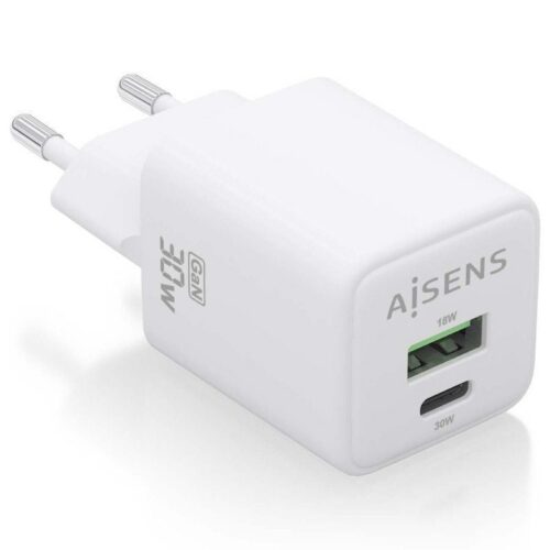 art_ais-carga20asch-30w2p037-w_1-2 Cargador de Pared GaN Aisens ASCH-30W2P037-W/ 1xUSB Tipo-C/ 1xUSB/ 30W