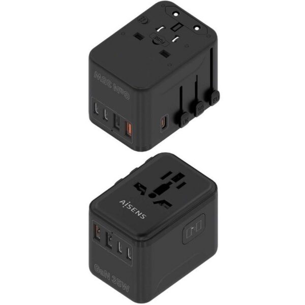 art_ais-carga20asps-2a3c09-bk_2 Cargador de Pared Universal GaN para Viaje Aisens ASPS-2A3C09-BK/ Toma de Corriente Universal/ 3xUSB Tipo-C/ 2xUSB/ 35W