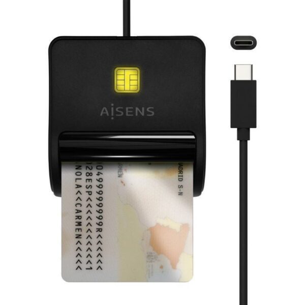 art_ais-dni20ascr-sn03c-bk_1-1 Lector de DNI USB Tipo-C Aisens ASCR-SN03C-BK/ USB Tipo-C/ Negro
