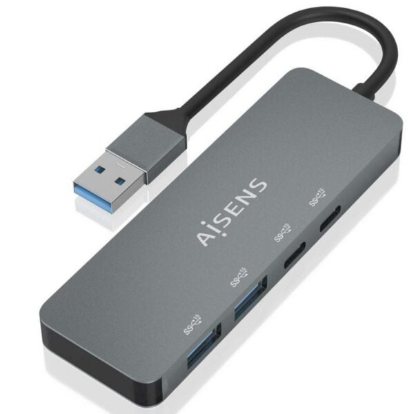 art_ais-hub20a106-0696_1-2 Hub USB 3.2 Aisens A106-0696/ 2xUSB/ 2xUSB Tipo-C/ Gris