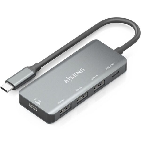 art_ais-hub20a109-0945_1-2 Hub USB Tipo-C Aisens A109-0945/ 3xUSB/ 1xUSB Tipo-C/ 1xUSB Tipo-C PD/ Gris