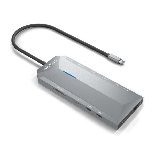 art_ais-hub20asuc-12p005-gr_1-2 Docking USB Tipo-C Aisens ASUC-12P005-GR/ 2xHDMI 4K/ 3xUSB/ 2xUSB Tipo-C/ 1xRJ45/ 1xAudio/ 1xLector Tarjetas/ 1x Jack/ 1xUSB Tipo-C PD/ Gris