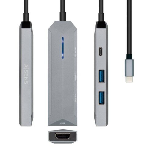 art_ais-hub20asuc-4p002-gr_1-2 Docking USB Tipo-C Aisens ASUC-4P002-GR/ 1xHDMI 4K/ 2xUSB/ 1xUSB Tipo-C PD/ Gris