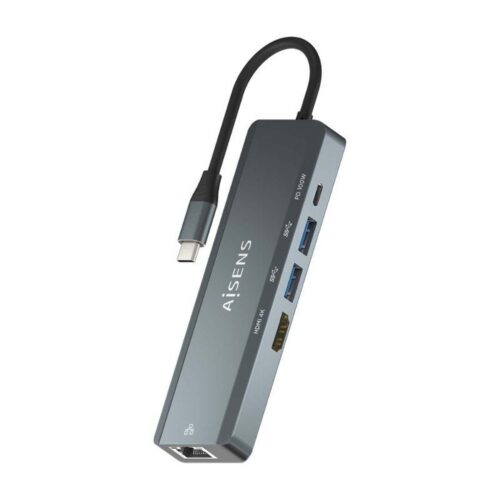 art_ais-hub20asuc-5p011-gr_1-2 Docking USB Tipo-C Aisens ASUC-5P011-GR/ 1xHDMI 4K/ 2xUSB/ 1xRJ45/ 1xUSB Tipo-C/ 1xUSB Tipo-C PD/ Gris