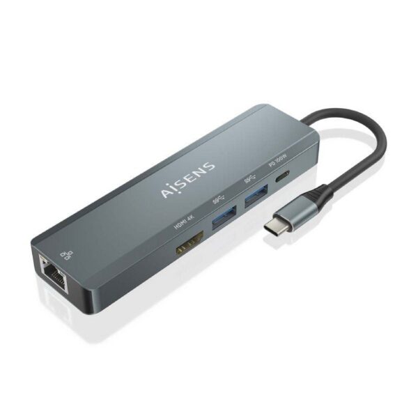 art_ais-hub20asuc-5p011-gr_2 Docking USB Tipo-C Aisens ASUC-5P011-GR/ 1xHDMI 4K/ 2xUSB/ 1xRJ45/ 1xUSB Tipo-C/ 1xUSB Tipo-C PD/ Gris
