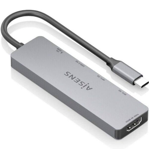 art_ais-hub20asuc-5p028-gr_2 Docking USB Tipo-C Aisens ASUC-5P028-GR/ 1xHDMI 4K/ 2xUSB/ 2xUSB Tipo-C/ 1xUSB Tipo-C PD/ Gris