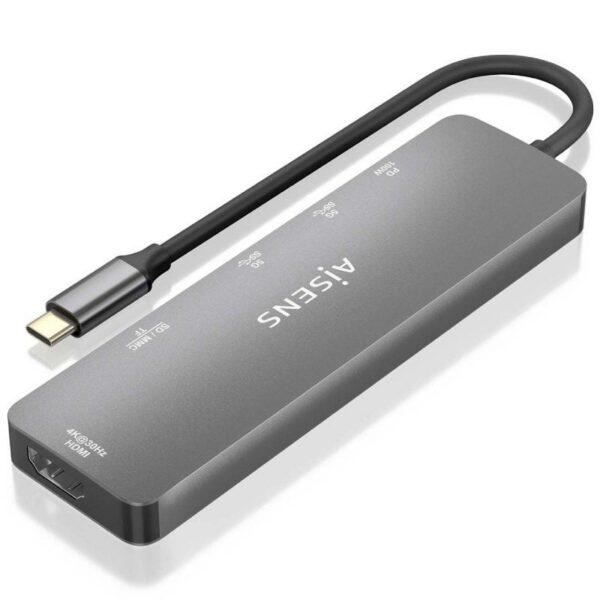 art_ais-hub20asuc-6p016-gr_2 Docking USB Tipo-C Aisens ASUC-6P016-GR/ 1xHDMI 4K/ 2xUSB/ 1xLector Tarjetas/ 1xUSB Tipo-C PD/ Gris