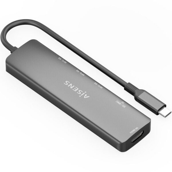 art_ais-hub20asuc-6p024-gr_1-2 Docking USB Tipo-C Aisens ASUC-6P024-GR/ 1xHDMI 4K/ 3xUSB/ 1xLector Tarjetas/ Gris