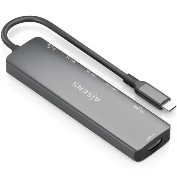 art_ais-hub20asuc-7p026-gr_2 Docking USB Tipo-C Aisens ASUC-7P026-GR/ 1xHDMI 4K/ 2xUSB/ 1xUSB Tipo-C / 1xUSB Tipo-C PD/ 1xLector Tarjetas/ Gris
